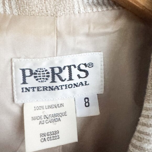 Ports International Linen Striped Classic Summer Blazer Beige 8 - Picture 4 of 7